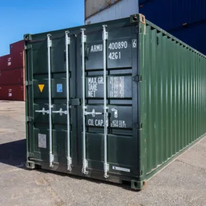 40ft cargo-worthy shipping container in dark green